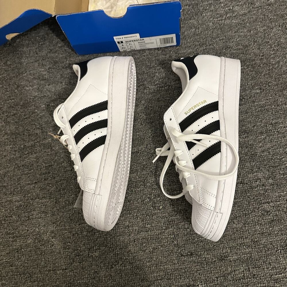 Adidas Originals Superstar Shoes Mens Sz 8 White Black Casual Sneakers - Picture 3 of 8